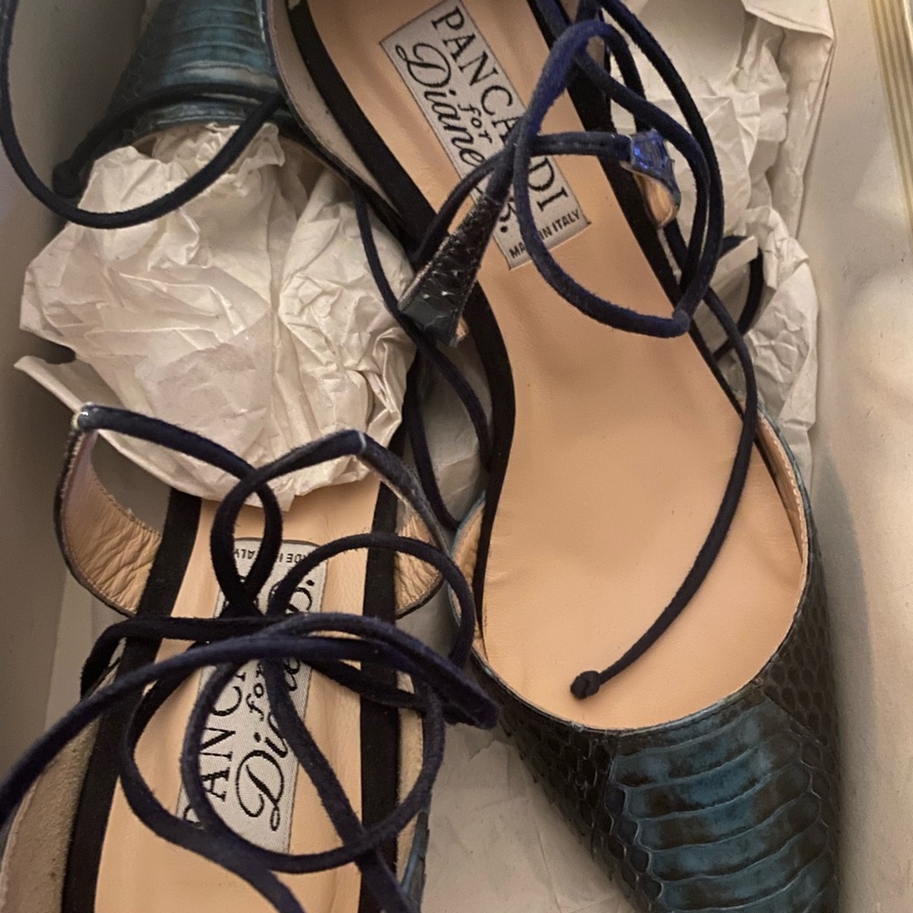 Pan Caldi for Diane B. Blue/ Navy Python- 39 1/2